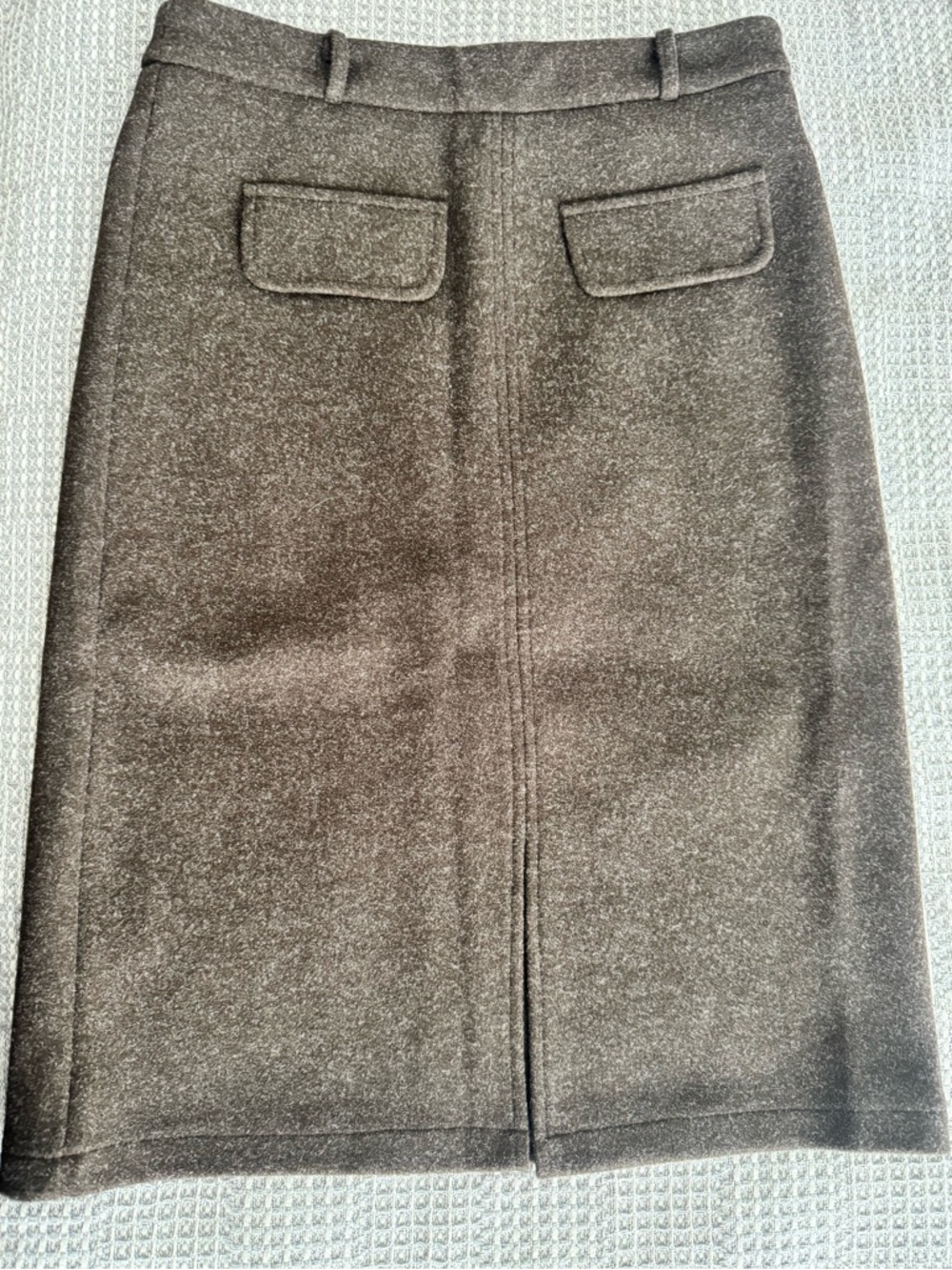 Commense Dark Brown Pencil Skirt with Front Flap Pockets and Belt - Picture 2 of 5